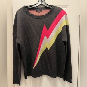 Black Sweater with Colorful Lightning Bolt